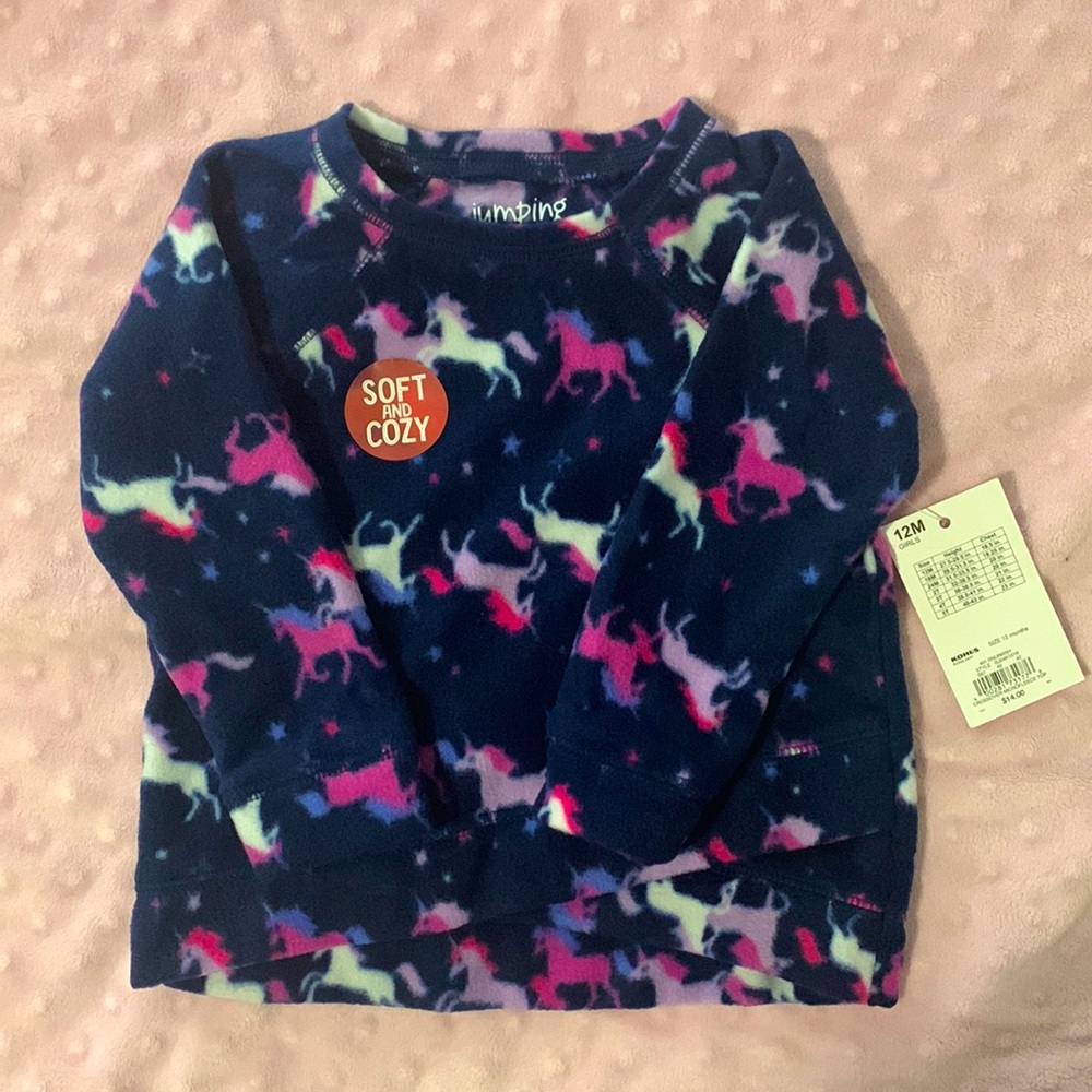 Long sleeve fleece unicorn top 12 months *NWT*